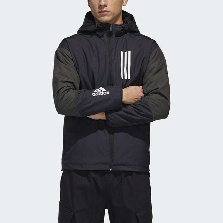 adidas WND Casual Sports hooded Windproof Jacket Black GF4023