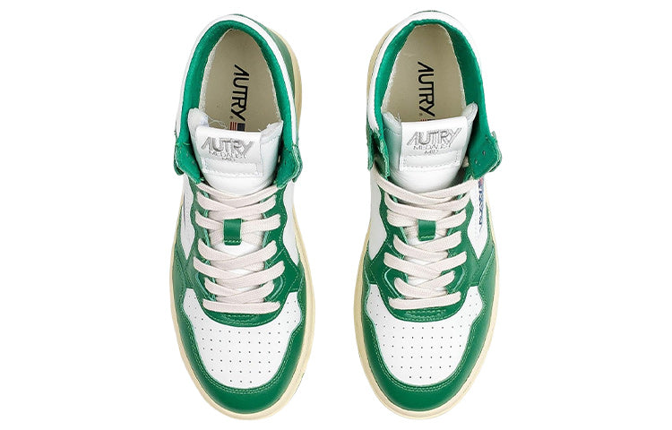 Autry Medalist high-top Sneakers 'White Green' AUMM-WB03
