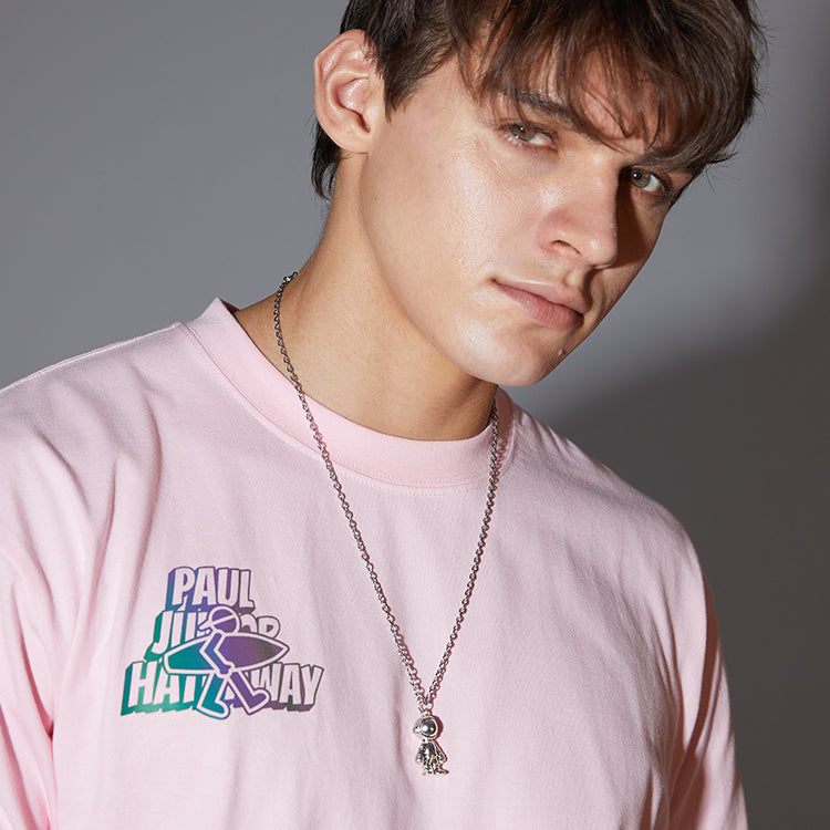 PJs Vigor Surf Laser Colorful Alphabet Pattern Basic Casual Pure Cotton Short Sleeve Unisex Pink 20SSTS1003-P
