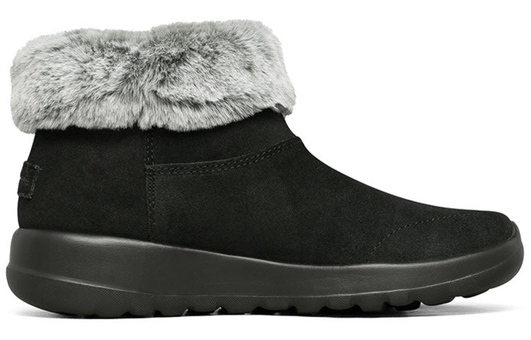 (WMNS) Skechers On-The-Go Joy Snow Boots Fur 'Black White' 144003-BKGY