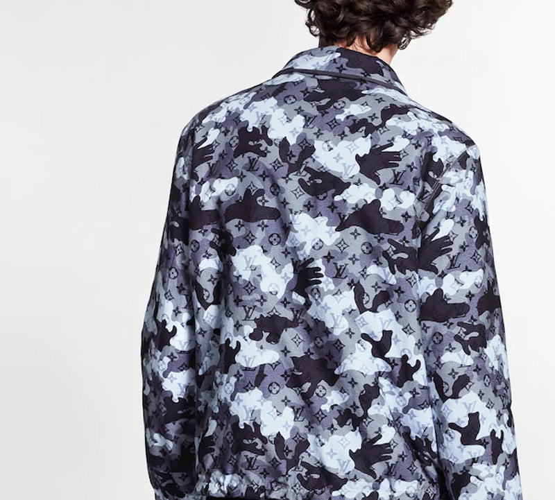LOUIS VUITTON LV Camouflage Double-Sided Trainer Jacket For Men Blue 1A7X4