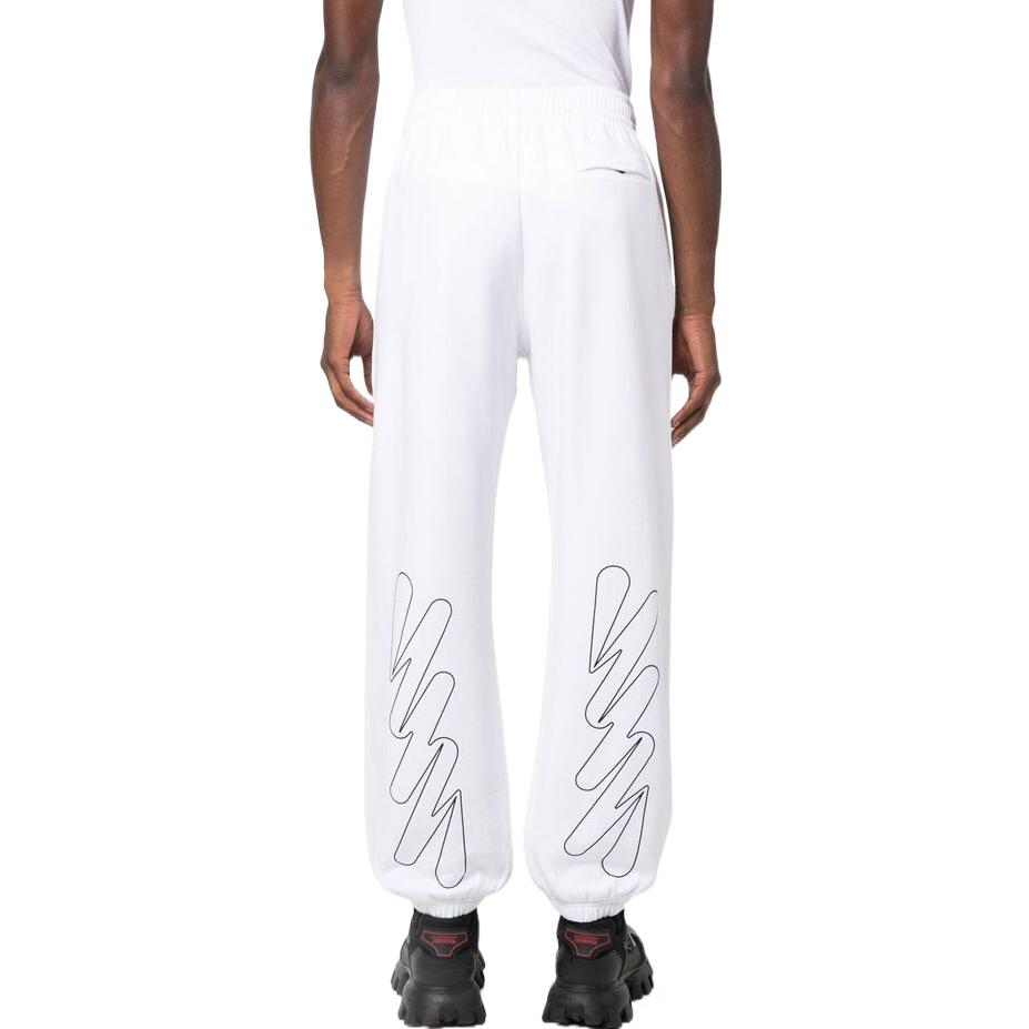 Men's Off-White FW22 Logo Printing Bundle Feet Sports Pants/Trousers/Joggers Version White OMCH029F22FLE0080110