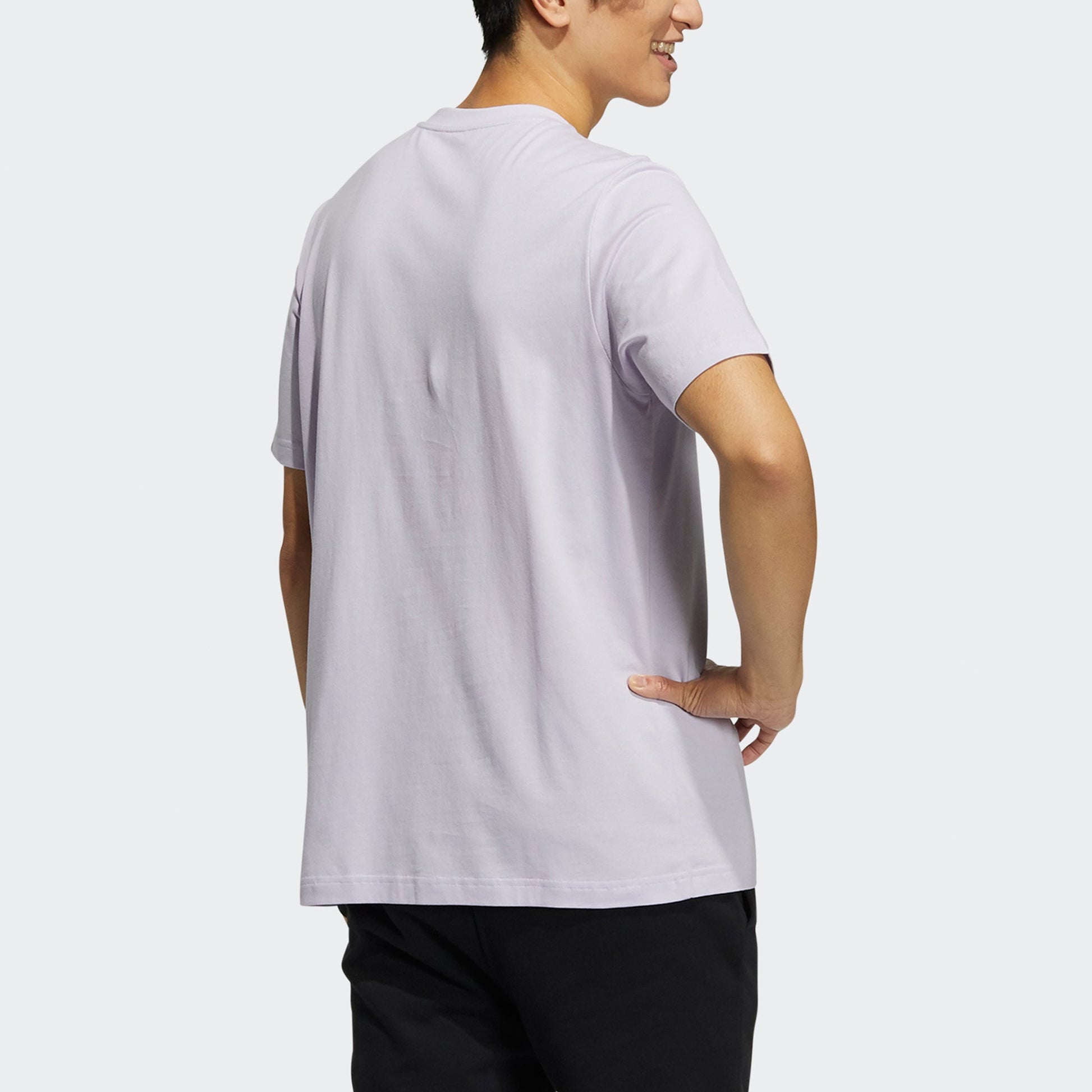 Men's adidas neo Ce Logo Tee Logo Printing Sports Round Neck Short Sleeve Light Purple T-Shirt HC9948
