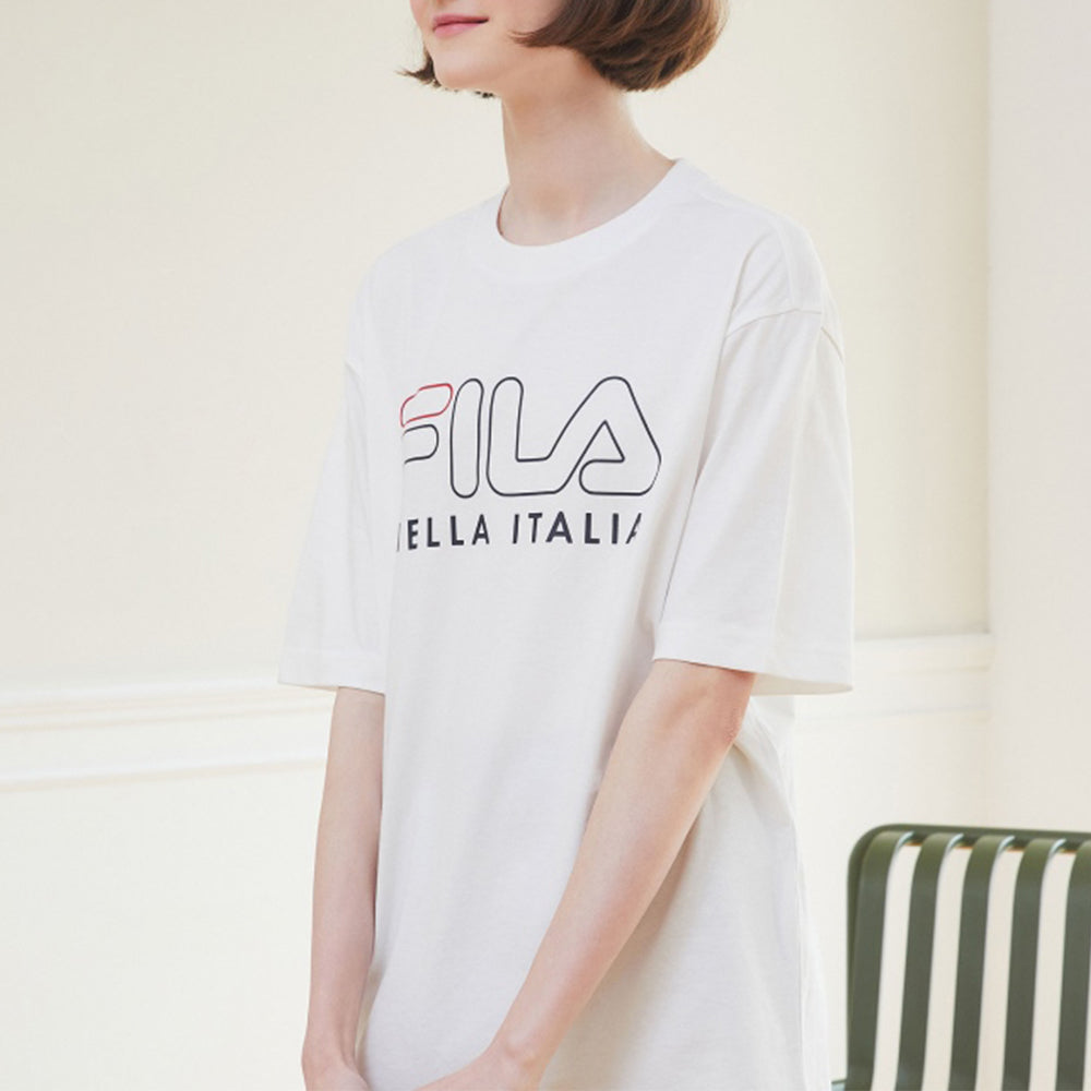 FILA Logo Printing Athleisure Casual Sports Round Neck Short Sleeve Couple Style White FS2RSD2101X-OWH