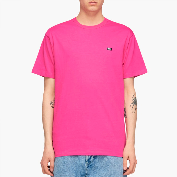 Vans Off The Wall Tee Minimalistic Small Logo Short Sleeve Couple Style Rose Red VN0A49R7FS4
