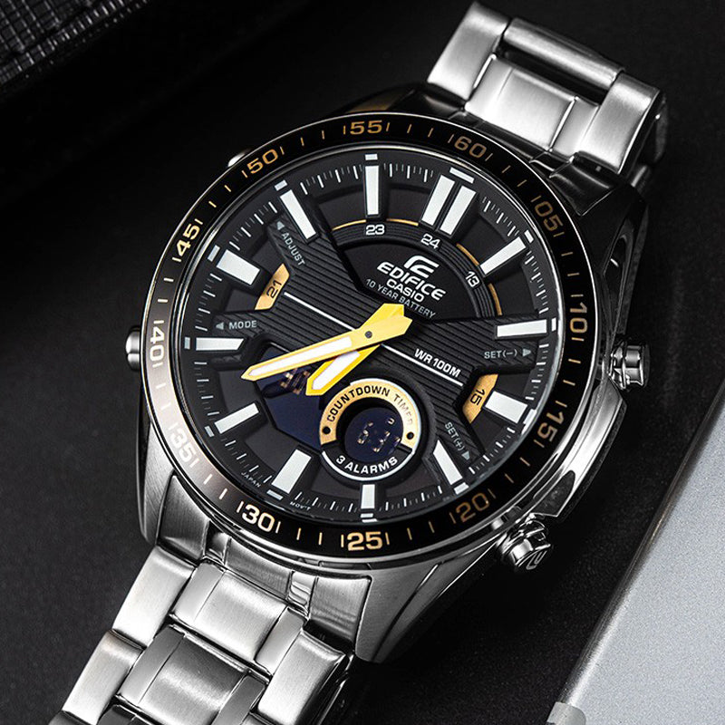 CASIO Analog EDIFICE Mens SilverBlack Analog/Digital Combo EFV-C100D-1B