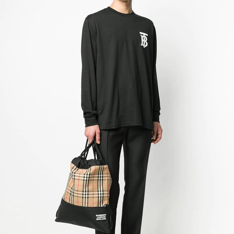 Burberry SS20 Pattern Round Neck Long Sleeves Unisex Black 8024599
