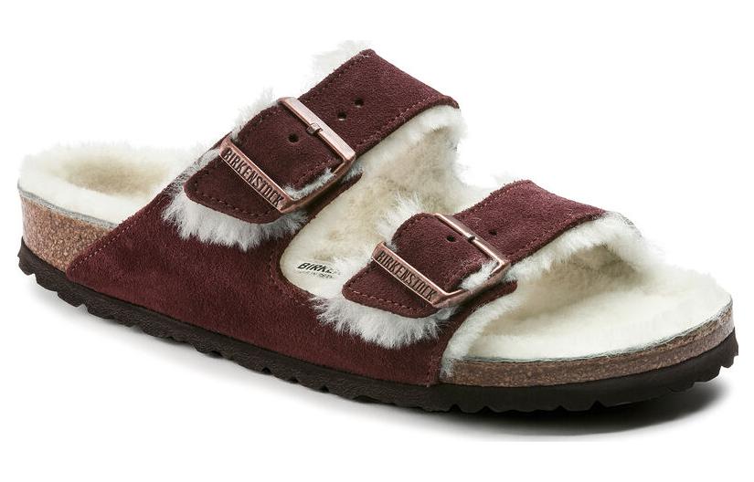 Birkenstock Arizona Shearling Suede Leather Narrow Fit 'Port' 1012247