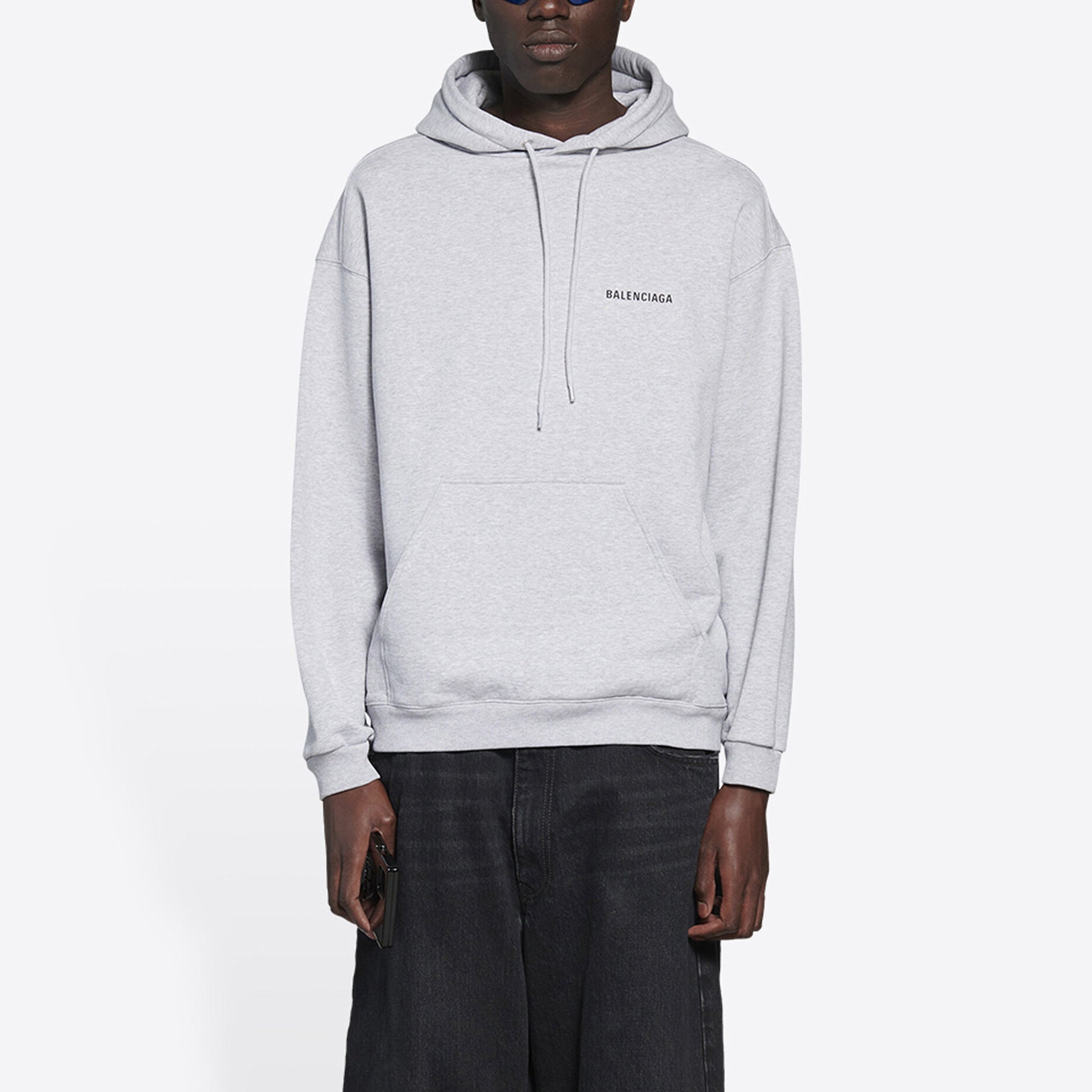 Men's Balenciaga FW21 Logo Printing Long Sleeves Gray 600583TIV841167