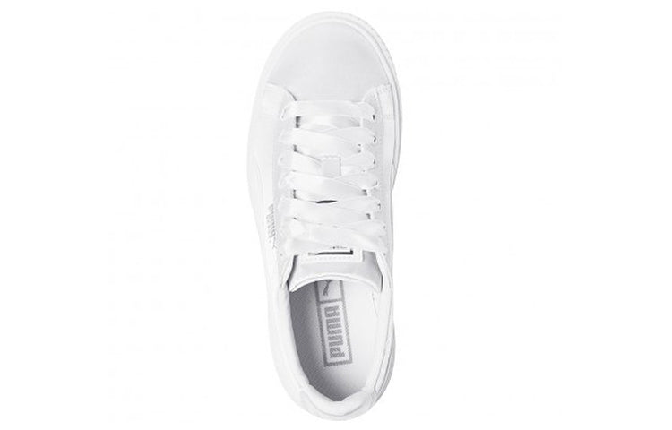 PUMA Basket Platform Thick Sole Heighten Unisex White Silk 365133-05