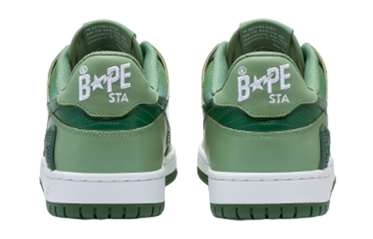 A BATHING APE SK8 Sta Leather Low 'White Green' 1I70-191-021-GREN
