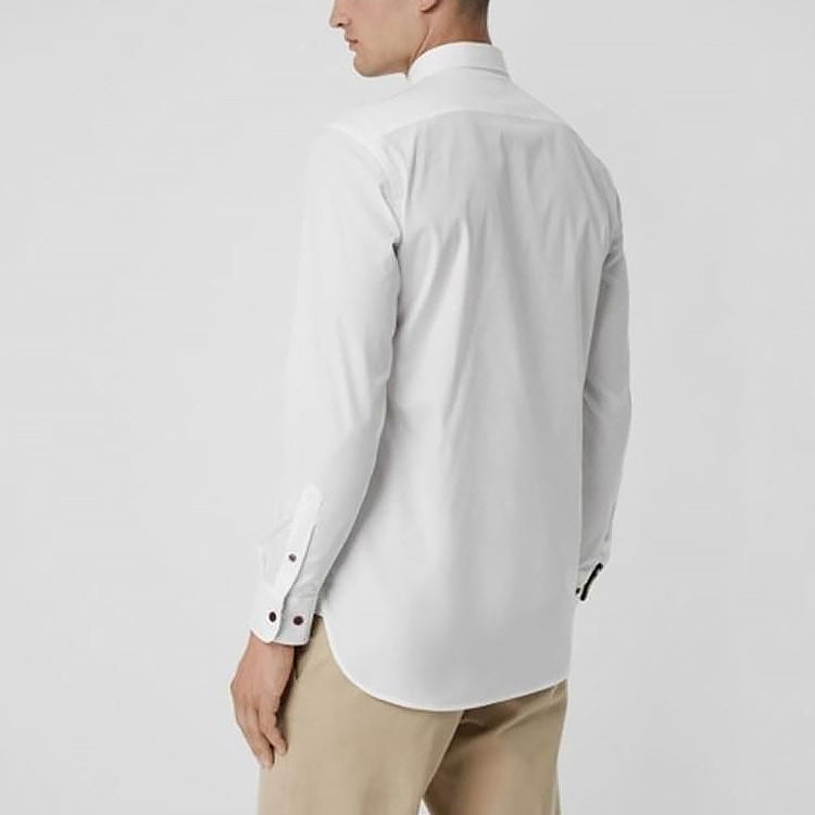 Burberry Bottons White Stretch Cotton Shirt Male White 80043251