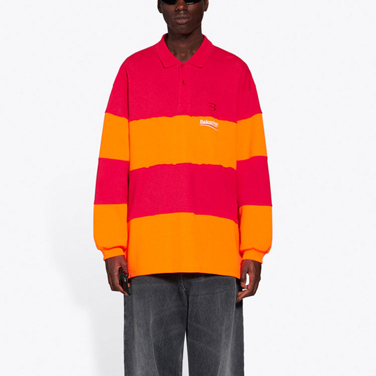 Balenciaga Long Sleeve Cut Up Polo 'Raspberry Fluo Orange' 657073TKVA56667