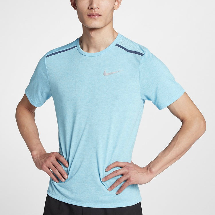 Men's Nike Solid Color Quick Dry Breathable Sports Training Short Sleeve Blue T-Shirt 892814-482