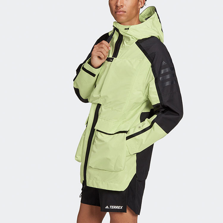 adidas Contrast Color Stitching Sports Hooded Jacket Green H48578