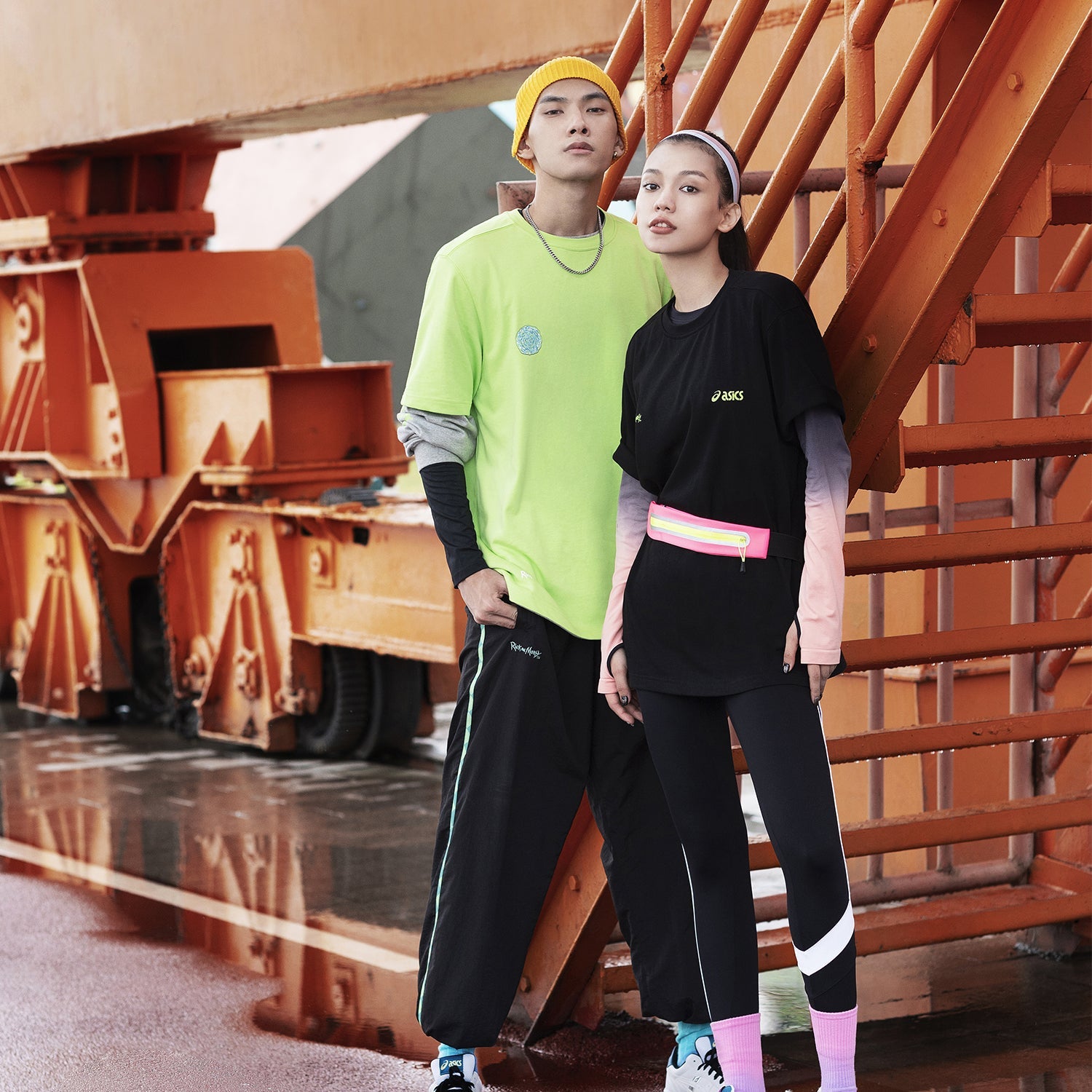 ASICS x Rick and Morty Crossover Retro Cartoon Printing Casual Round Neck Short Sleeve Couple Style Green 2203A018-300