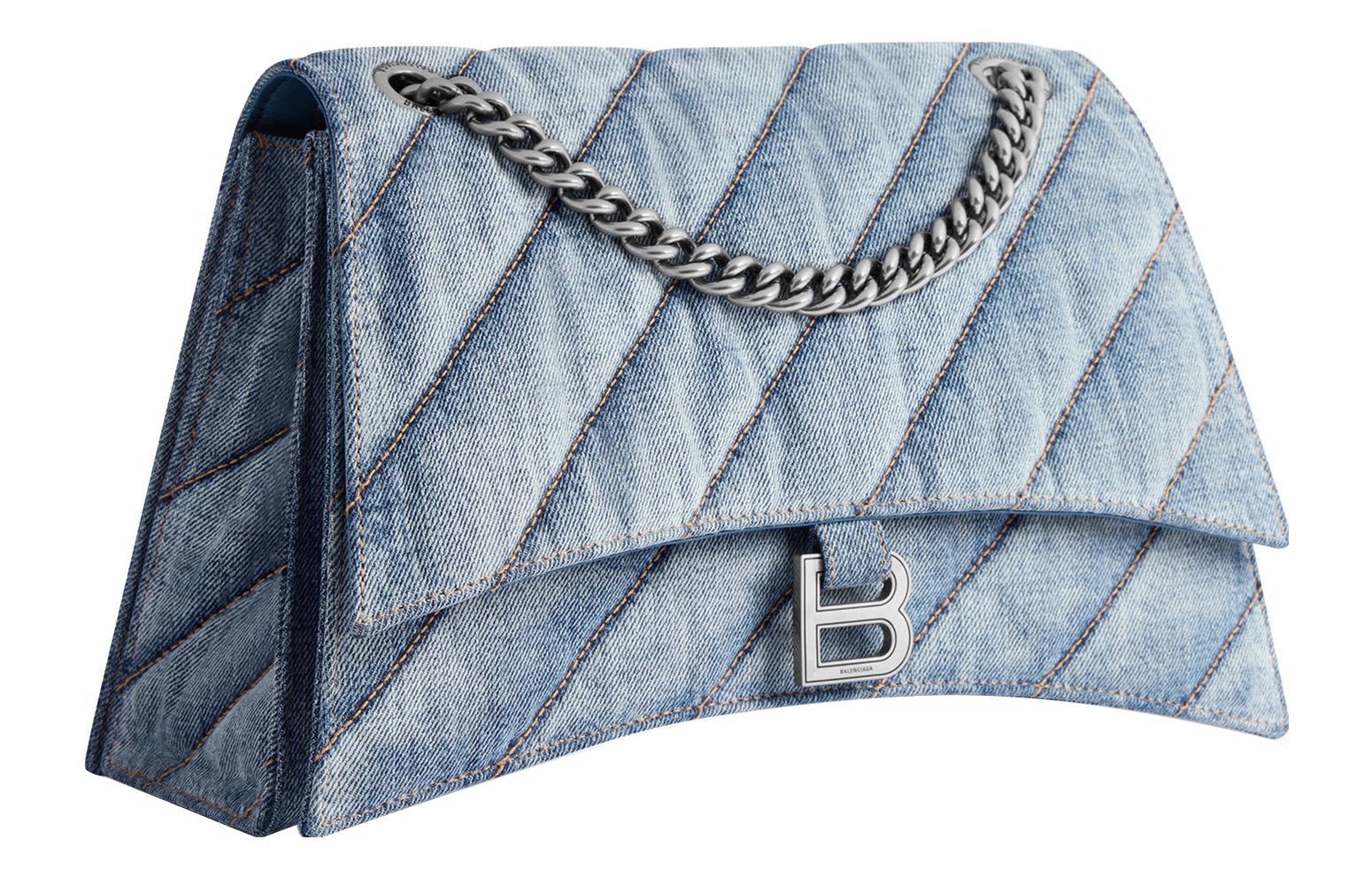 (WMNS) Balenciaga Crush Medium Chain Bag Quilted 'Blue' 7163932AAGX4661