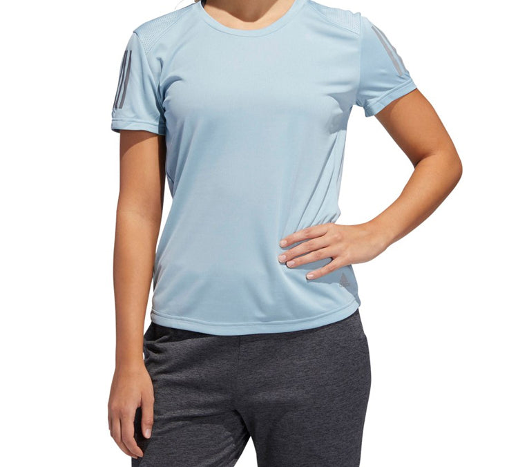 (WMNS) adidas Own The Run Tee Reflective Printing Sports Short Sleeve Blue DQ2636