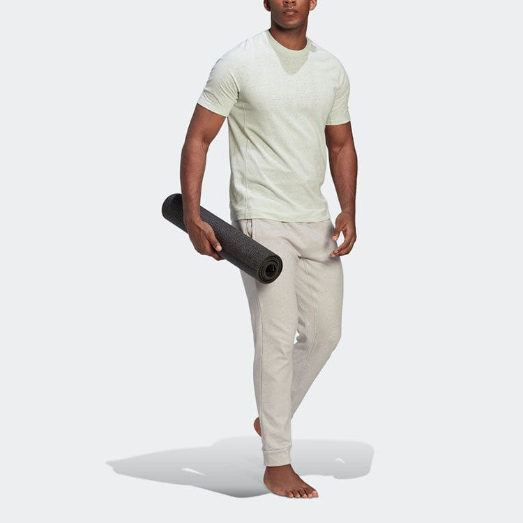 Men's adidas Solid Color Round Neck Pullover Short Sleeve Light Green T-Shirt HD0969