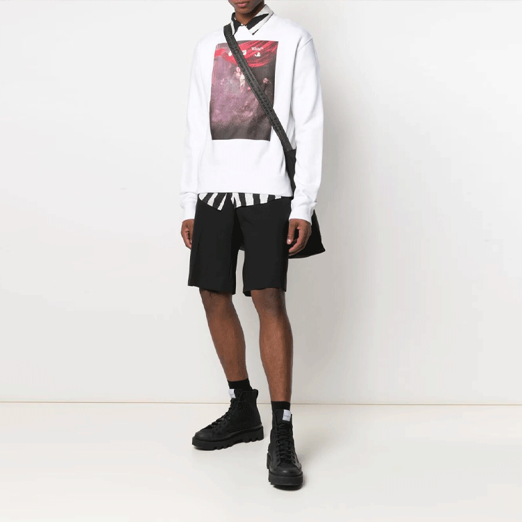 Off-White SS21 Classic Pattern Printing Round Neck Long Sleeves Ordinary Version White OMBA025S21FLE0090101