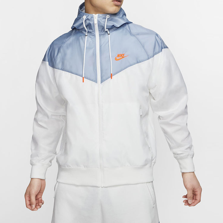 Nike Splicing Woven Hooded Jacket White Blue Splicing AR2192-105