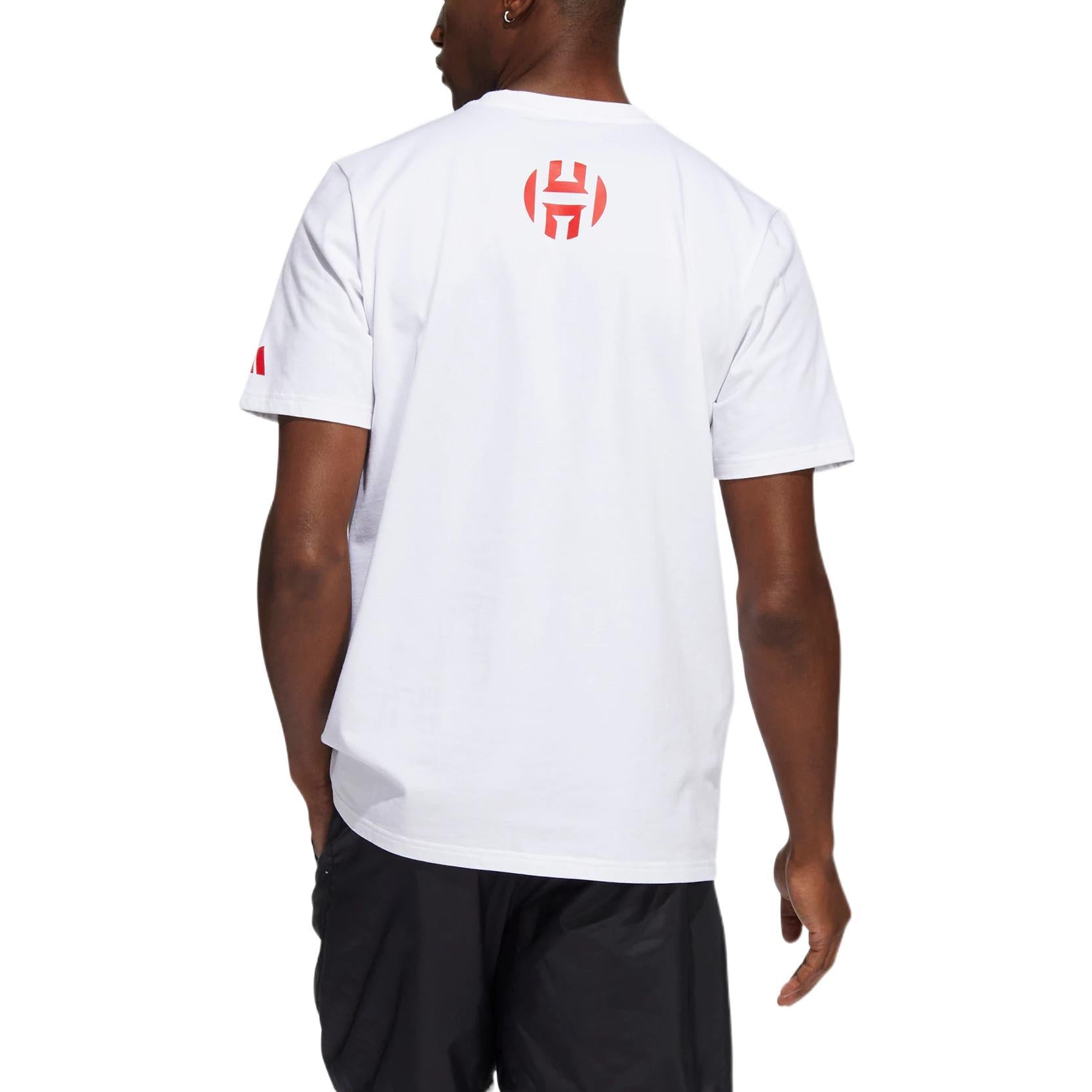 Men's adidas Harden Dynasty Logo Printing Round Neck Pullover Short Sleeve White T-Shirt IC8109