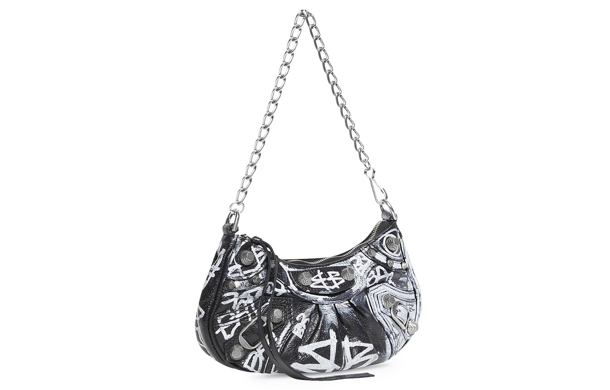 (WMNS) Balenciaga Le Cagole Mini Bag With Chain Graffiti 'Black' 695814210G61090