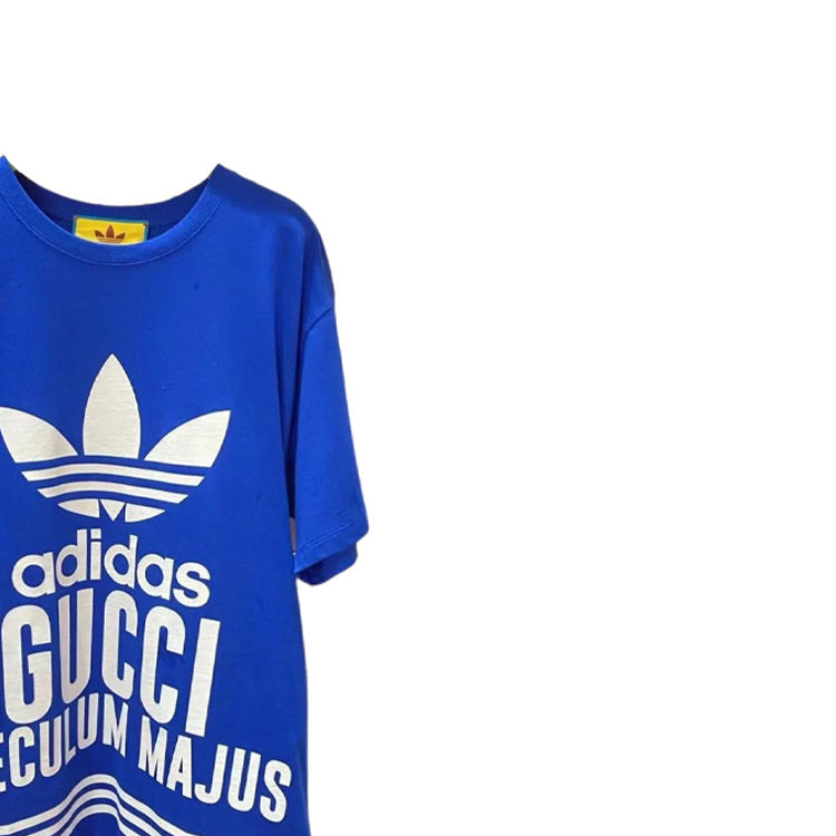 (WMNS) Gucci x adidas Oversized Cotton Jersey Short Sleeve T-Shirt 'Blue' 717422-XJEXI-4698