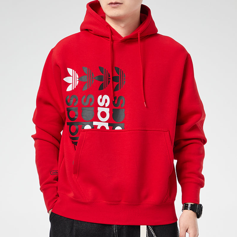 adidas originals Frm Hoody Casual Sports Fleece Lined hooded Pullover Red GT8369