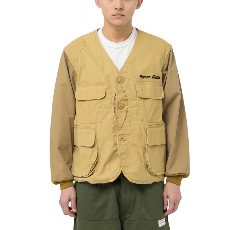 HUMAN MADE Collarless Hunting Jacket 'Beige' HM25JK014