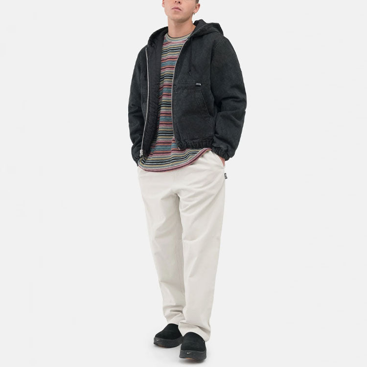 Men's Stussy FW21 Washed Hooded Jacket Black 115621