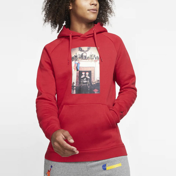 Air Jordan Jumpman Chimney Printing Fleece Pullover Red CT4886-687