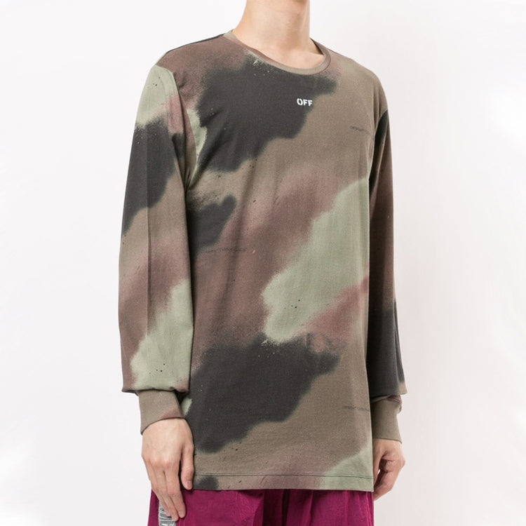 Off-White FW20 Arrows Printing Camo Long Sleeve Men Green OMAB001E20JER0086001