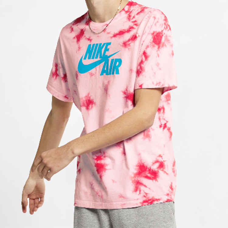 Nike Air Alphabet Logo Printing Tie Dye Short Sleeve Pink BQ0080-100