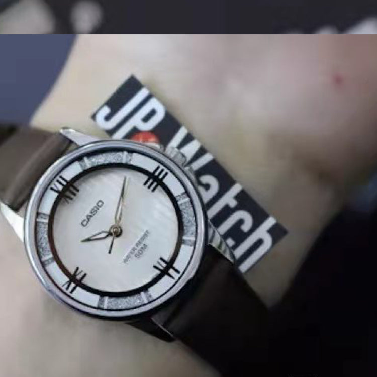 CASIO ins Influencer Fashion Business Casual Classic Pointers Brown Dial Waterproof Quartz Leather Strap Watch LTP-1391L-5AV