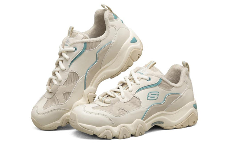 (WMNS) Skechers D lites 2.0 Running Shoes White/Brown/Blue 66666313-NAT