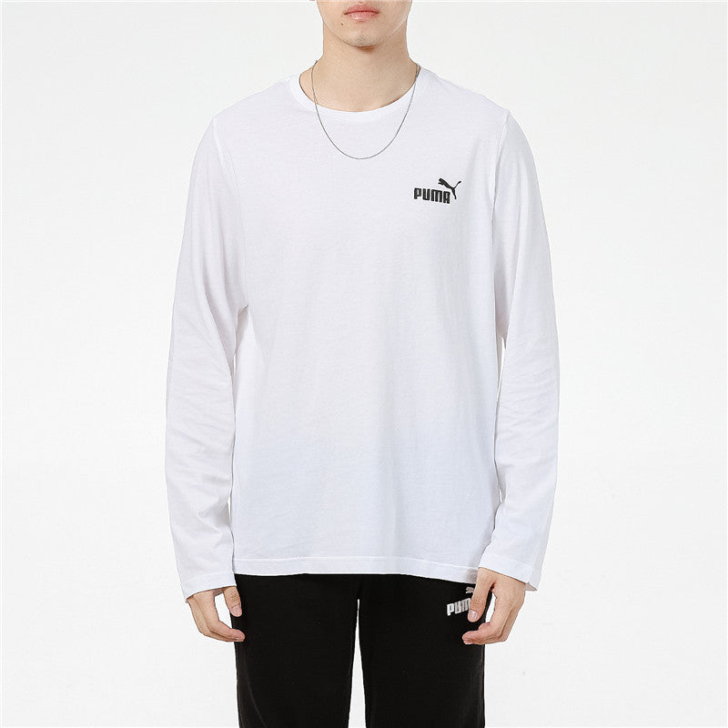 PUMA Logo Print Training Sports Breathable Round Neck Long sleeve T Shirt Men s White 589027-02