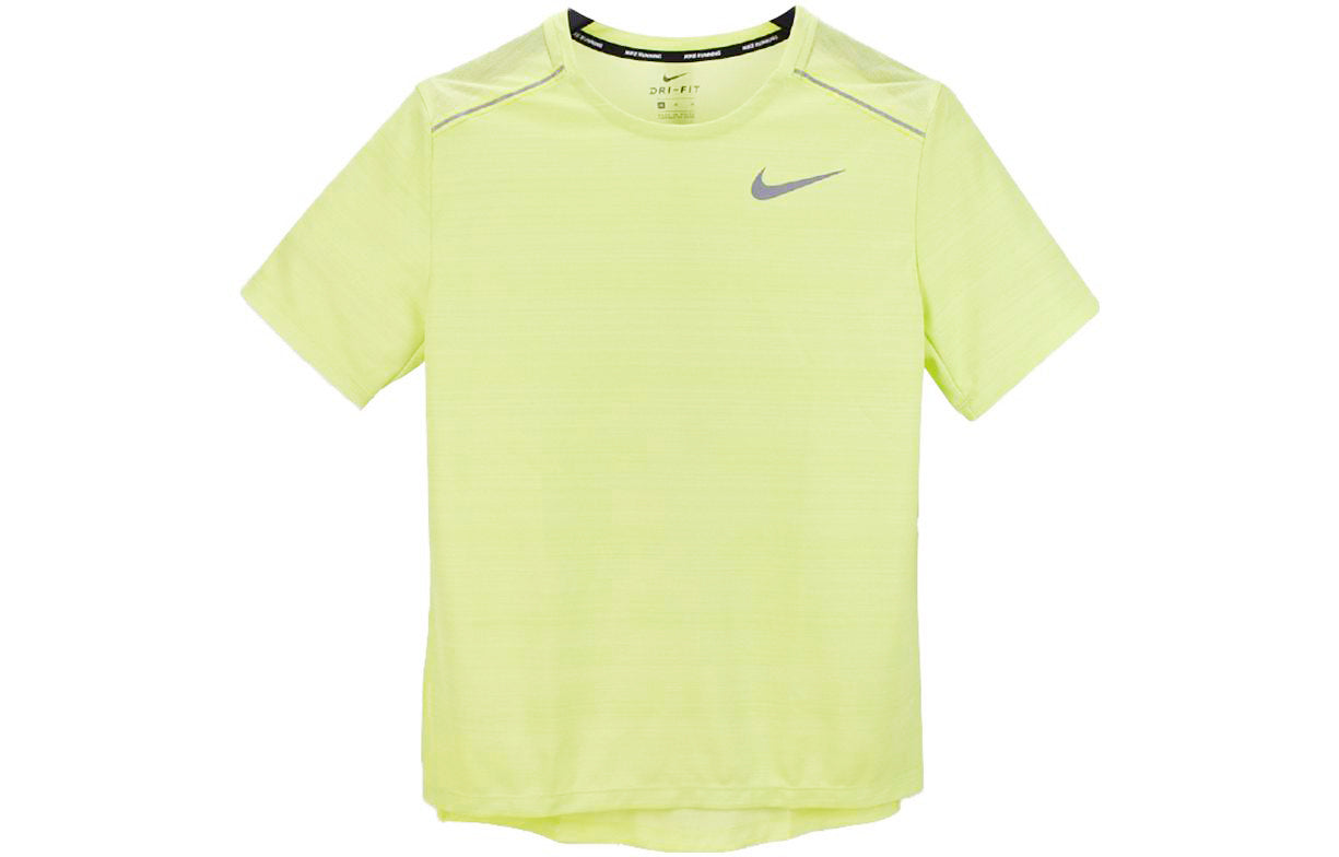 Men's Nike Logo Printing Stripe Round Neck Short Sleeve Green T-Shirt AJ7566-367