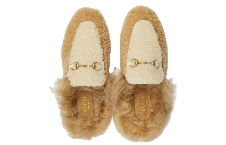 (WMNS) Gucci Horsebit Shearling Slippers 'Beige' 722964-FAAY3-2641
