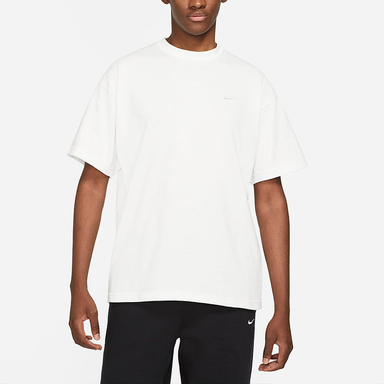Nike Solo Swoosh Mens T-Shirt Printing Logo Solid Color Round Neck Short Sleeve White CV0559-121