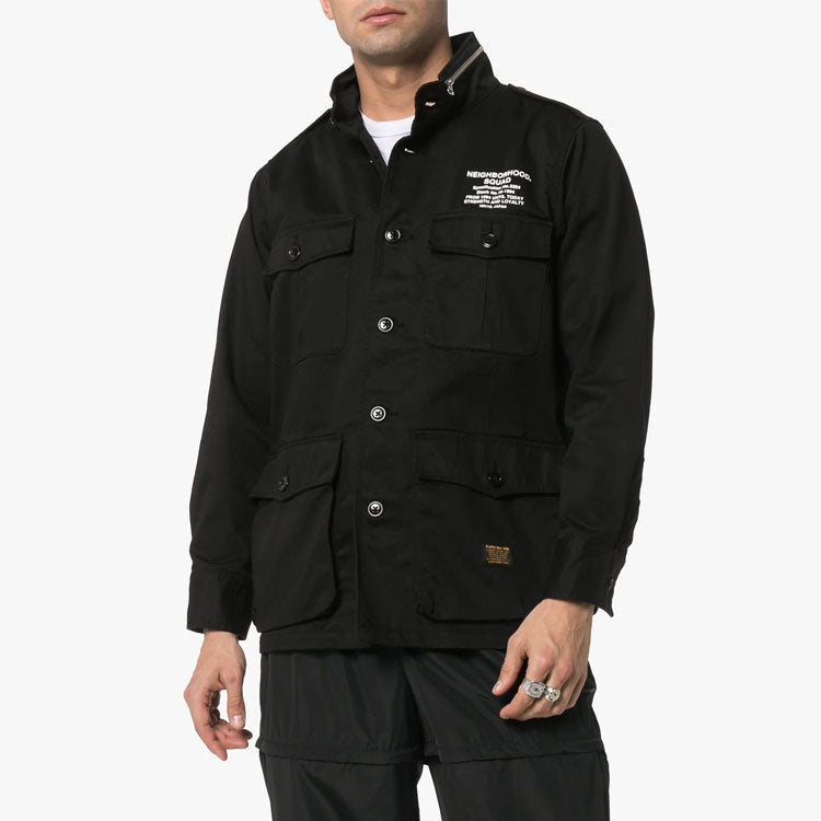 NEIGHBORHOOD logo Printing Jacket Unisex Black 191SPNHJKM02