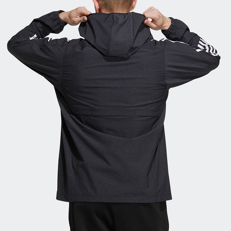 adidas M 3ST 247 CL JK Contrasting Colors Stripe Sports Hooded Jacket Black HC9962