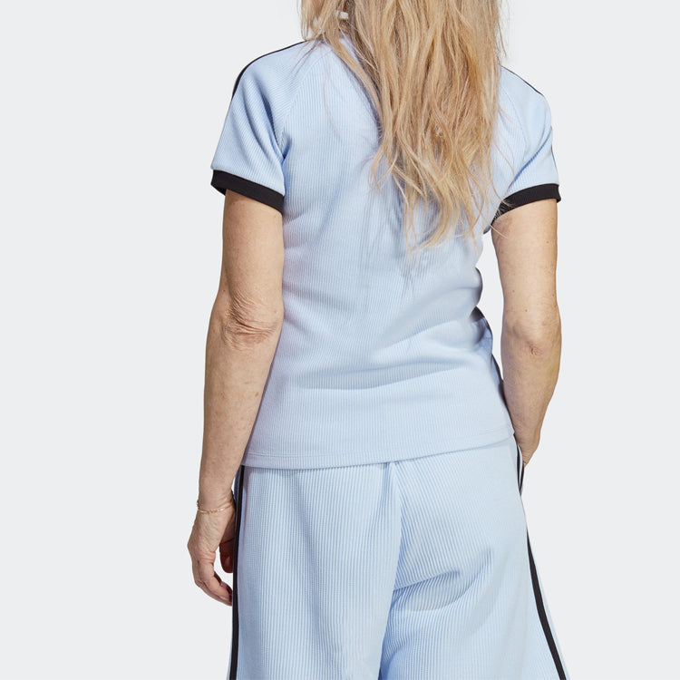 (WMNS) adidas 3-Stripes Slim T-Shirt Asia Sizing 'Blue Black' IC5462