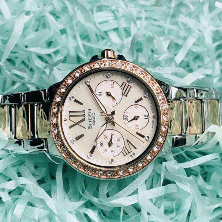 CASIO SHEEN Series Quartz Gold/Silver White Analog SHE-3052SPG-7A