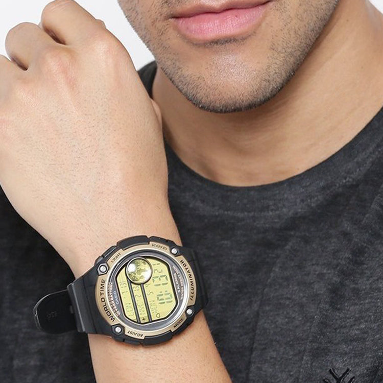 CASIO STANDARD Sportses Men's Black/Golden Waterproof Mens BlackGold Digital AE-3000W-9A