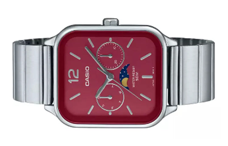 CASIO Analog 'Silver Burgundy' MTP-M305D-4AV