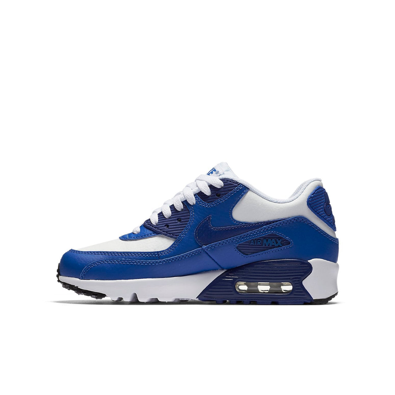 (GS) Nike Air Max 90 LTR Leather Low-Top White/Blue 833412-105