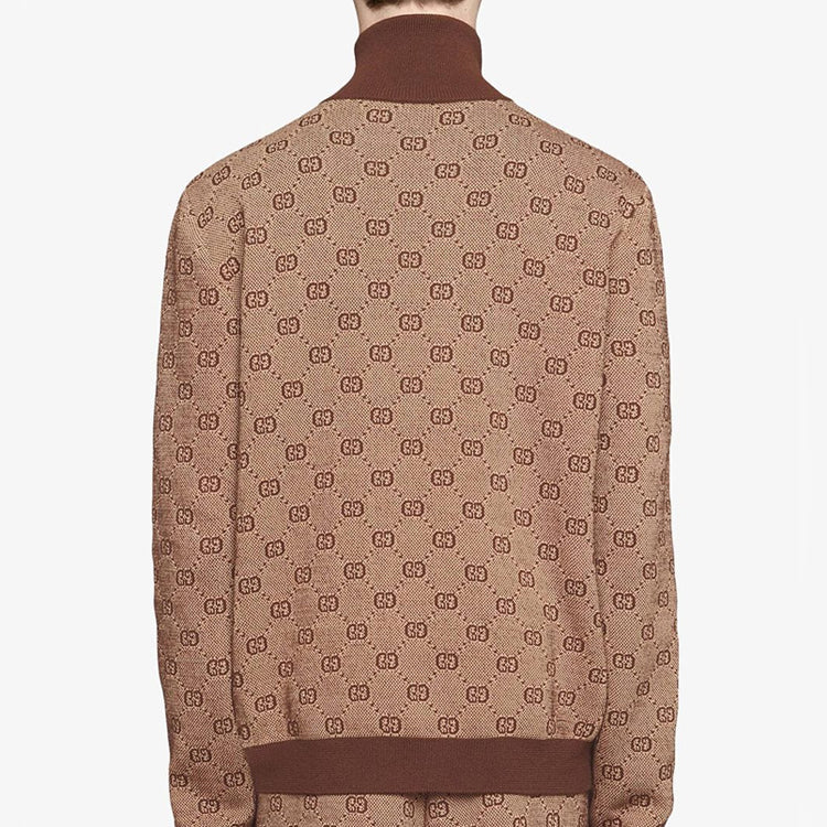 Gucci Jacquard Knit Pilot Jacket Coat Male Brown 572636-XKAKV-2094
