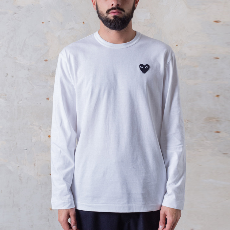 COMME des GARCONS PLAY L/S Basic T-Shirt Black Emblem 'White' AZ-T120-051-2