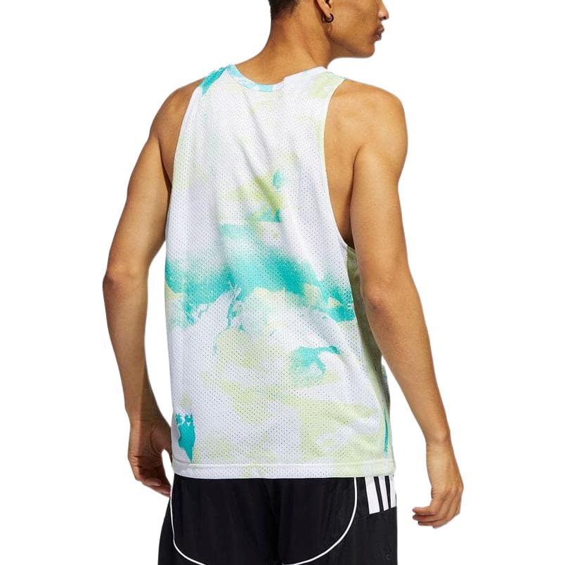 Men's adidas Colorblock Printing Casual Sports White Vest HF4422